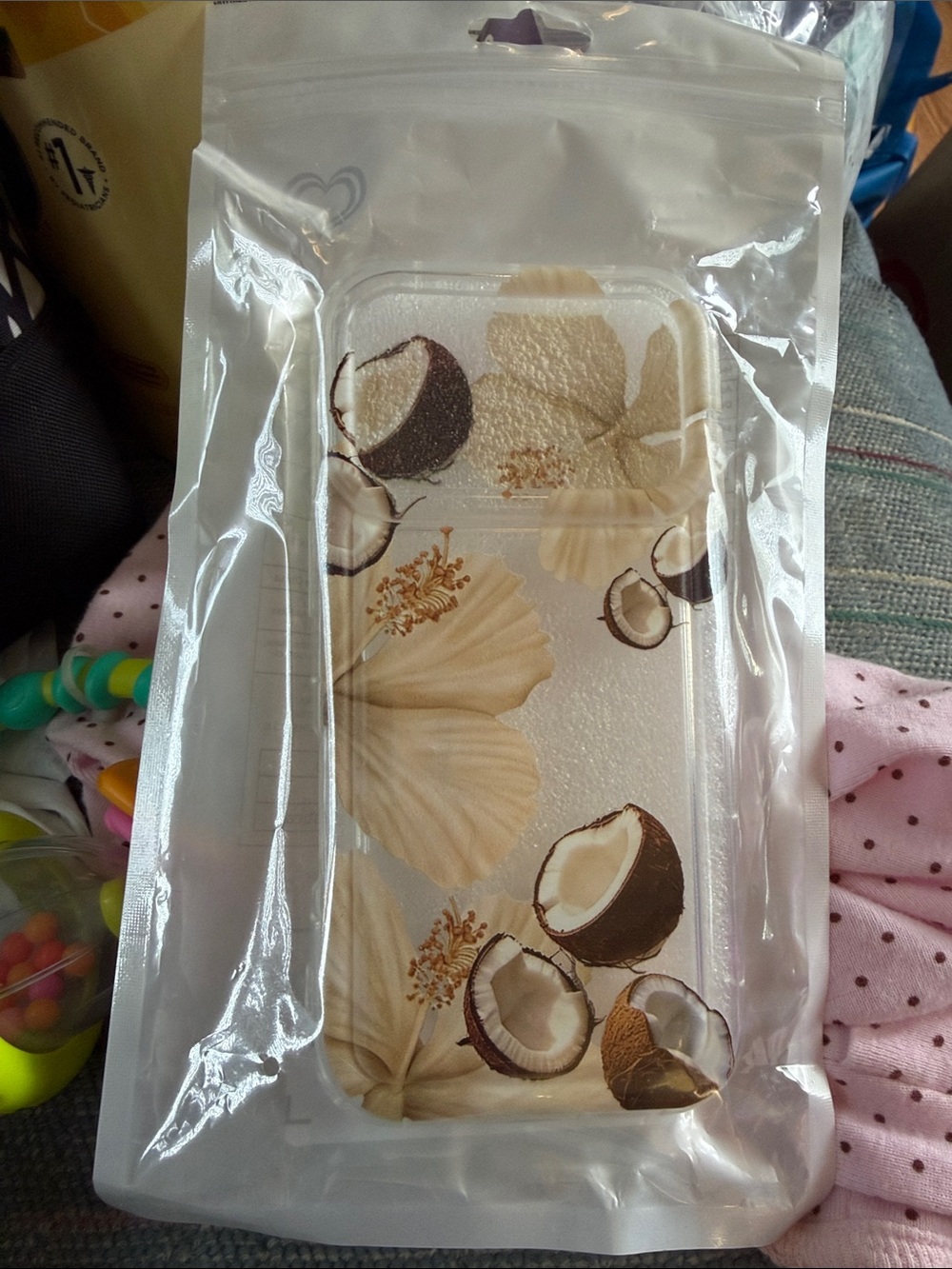 SHEIN Beige Coconut Floral Clear Phone Case